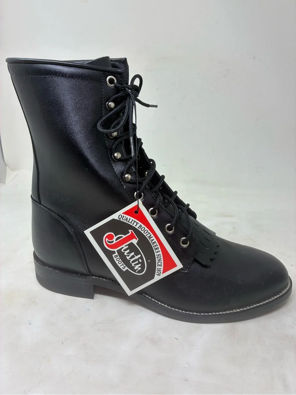 Justin Boots Black Lace-Up Kiltie Ankle Boots